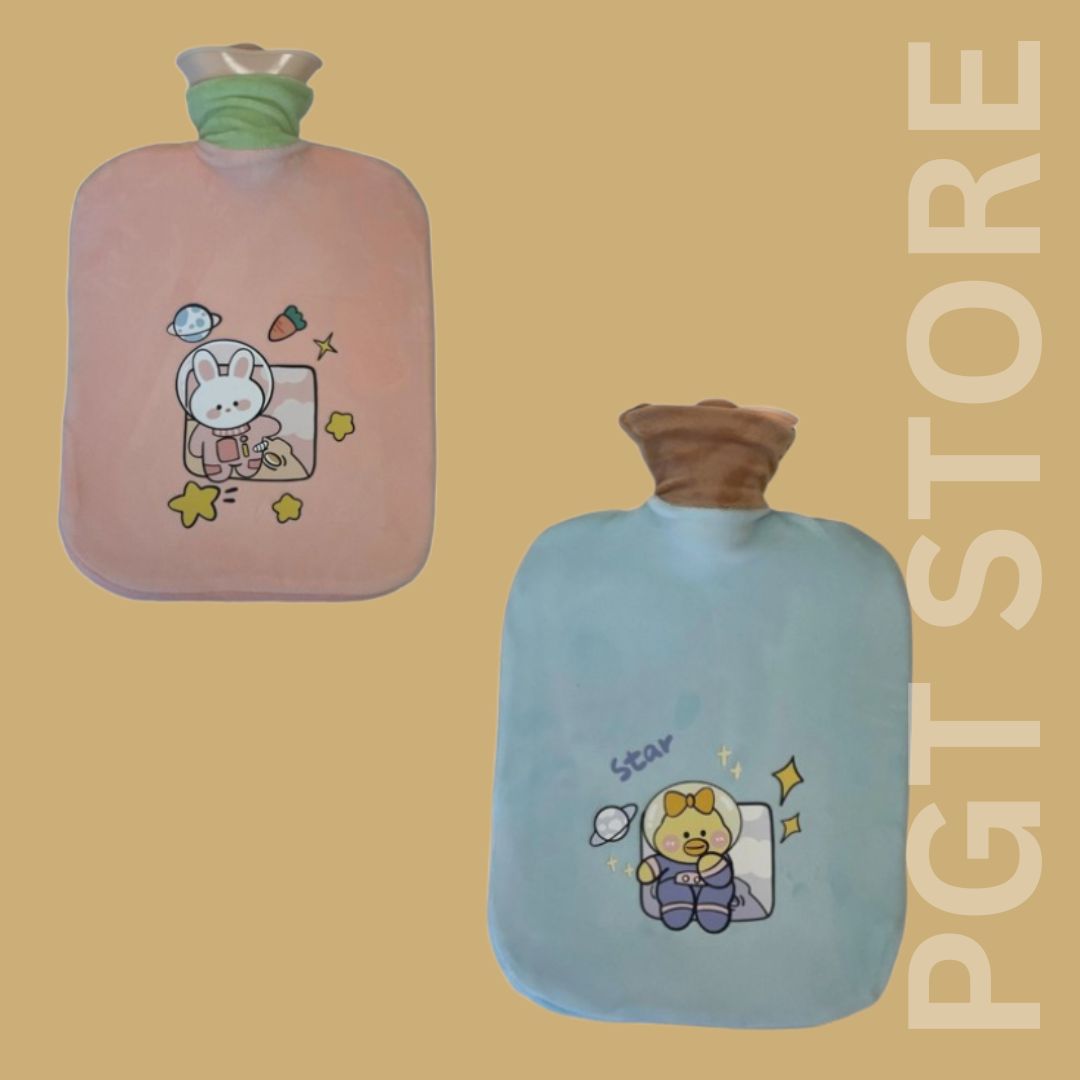 Hot Water Bottle with Rabbit: Soft & Warm Pain Relief