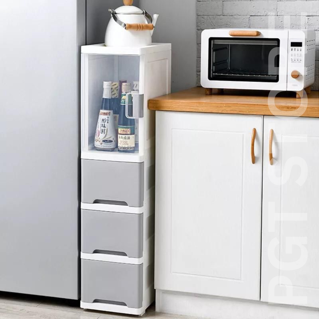 Space-Saving Bathroom Storage Cabinet | Rolling Organizer with Drawers | Narrow Cabinet for Small Spaces