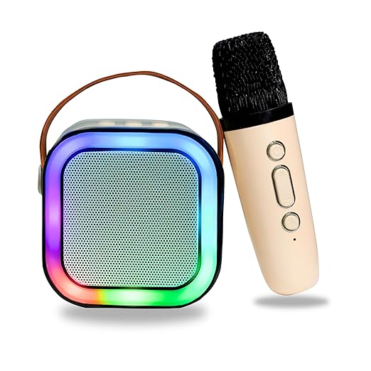 Portable Karaoke Microphone for Kids & Adults | Bluetooth Speaker with Lights | Wireless Mic for Parties, Home, Travel