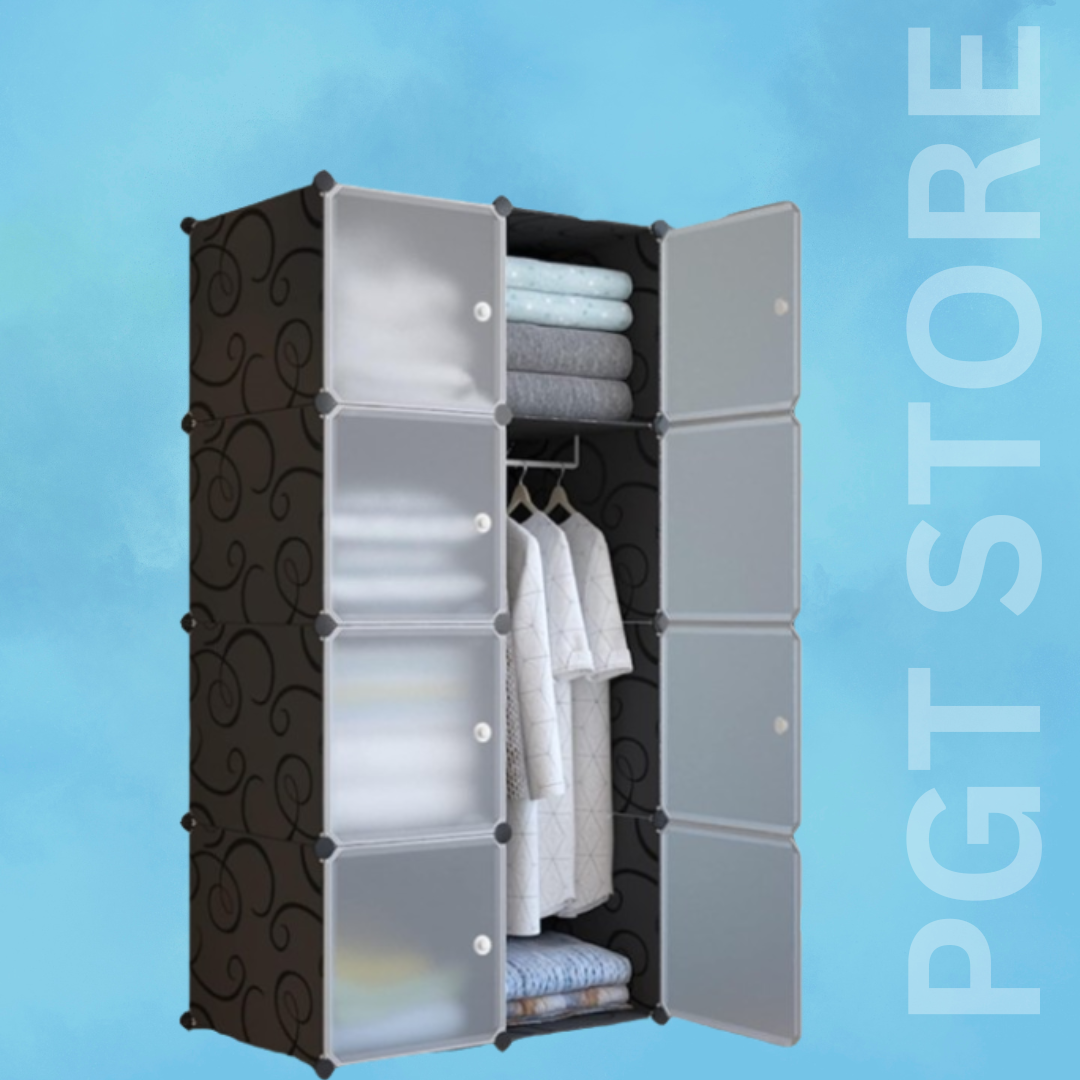 8-Cube Modular Wardrobe Closet Organizer - DIY Storage Shelves for Bedroom, Living Room