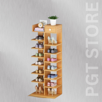 7-Tier Wooden Shoe Rack - Space-Saving Organizer for Entryway, Closet, Bedroom