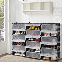 18-Cube DIY Shoe Rack - Modular Storage Cabinet with Doors