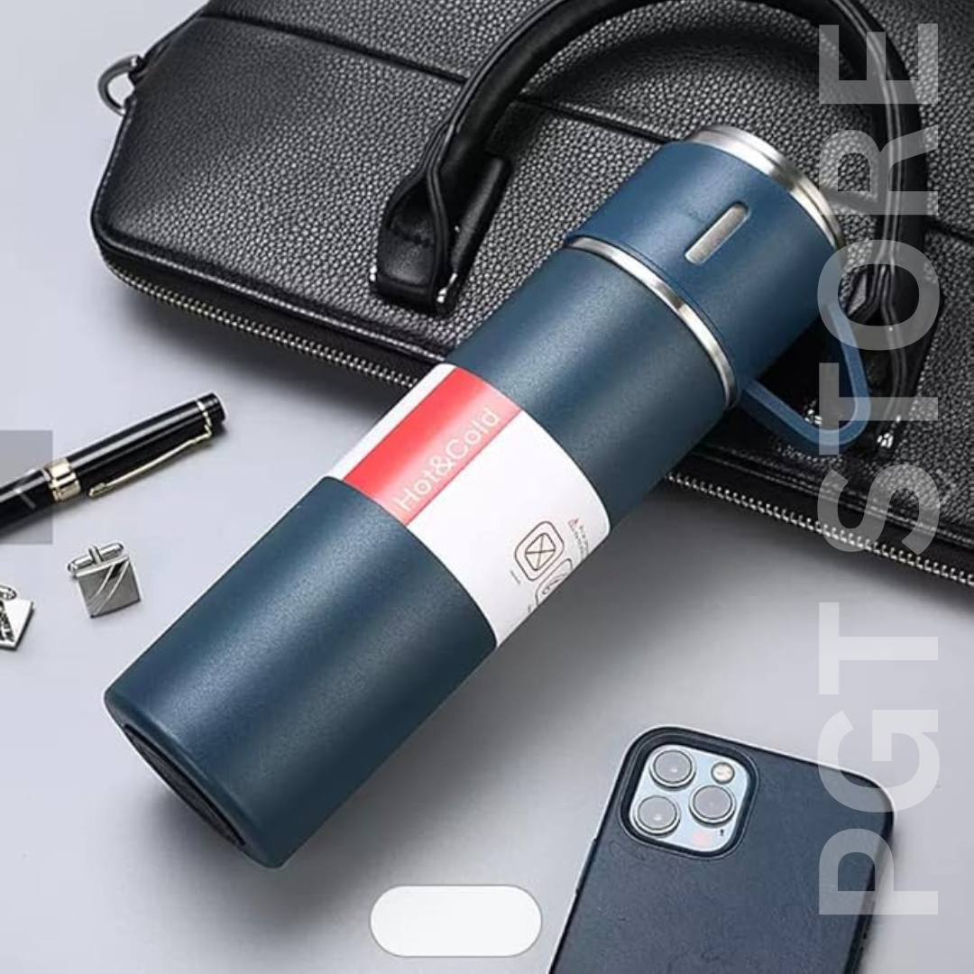 Stainless Steel Vacuum Flask - Insulated Travel Mug with 3 Cups