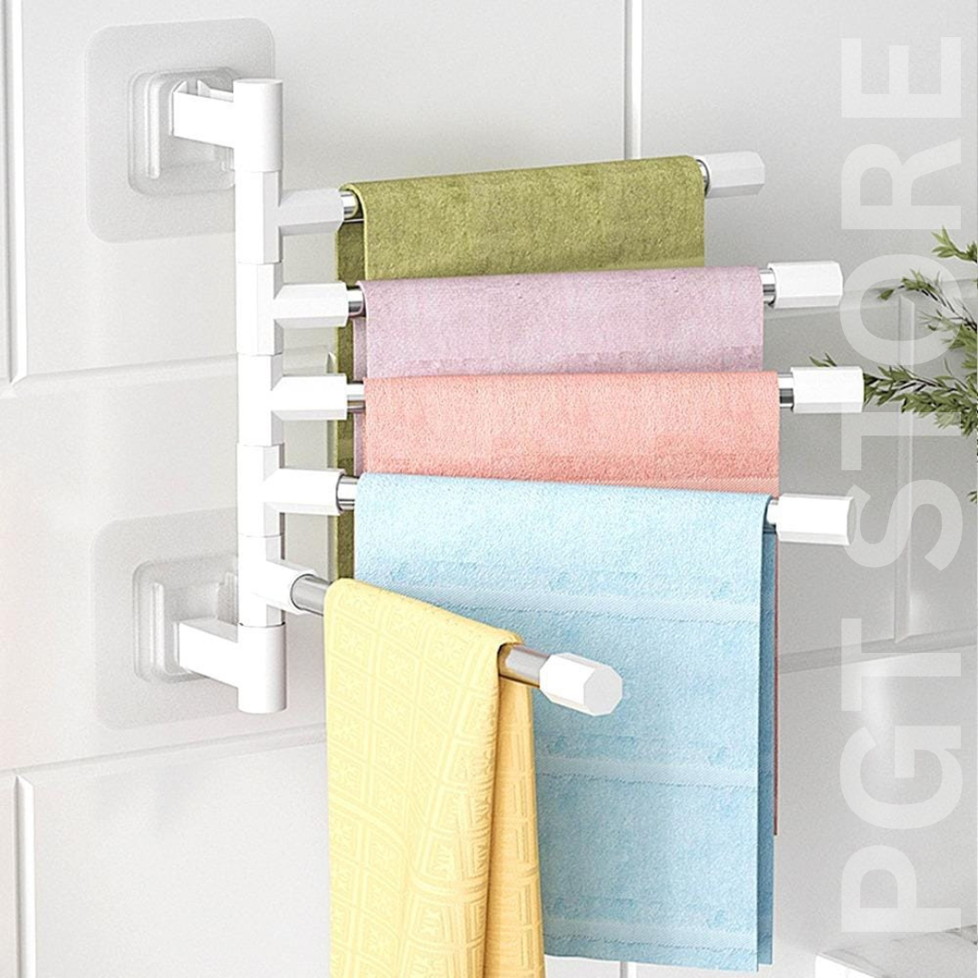 180° Rotating Aluminum Towel Rack - No Drilling, Strong Adhesive