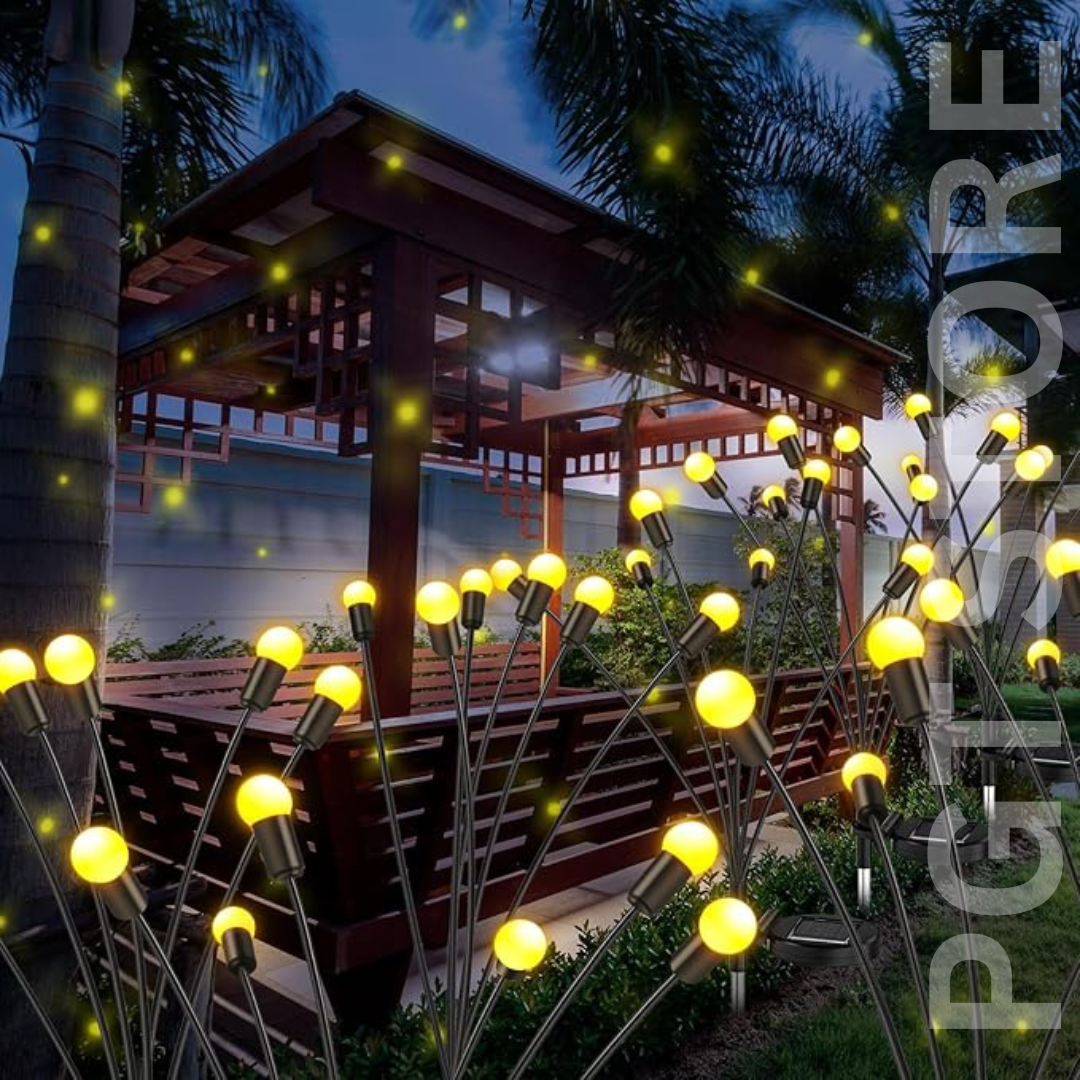 Moroccan Solar Firefly Lights | Golden Metal Outdoor Decorative Lighting