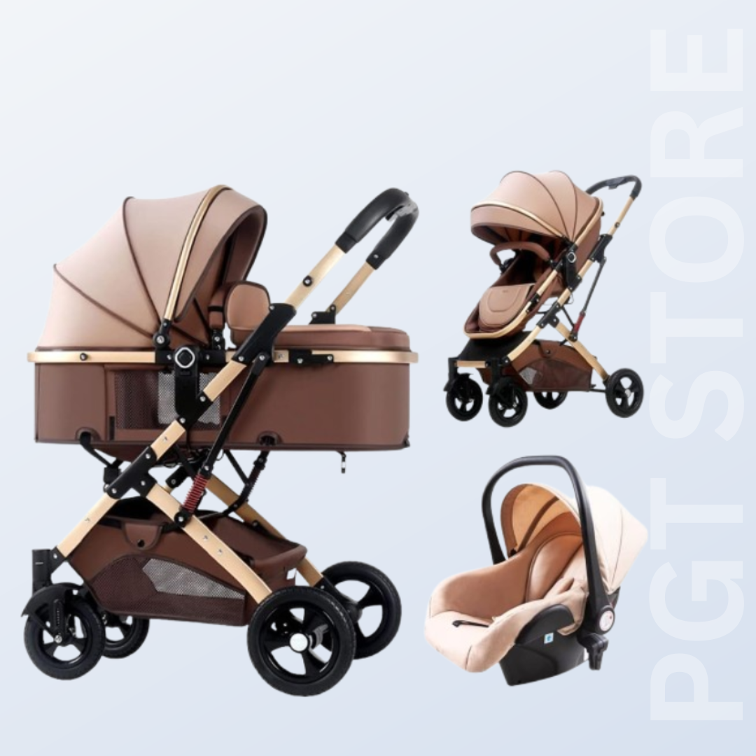 Infant Stroller High Landscape Foldable with Rubber Wheels & Shock Absorption