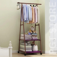 Freestanding Coat Rack with Wheels & Storage Shelf