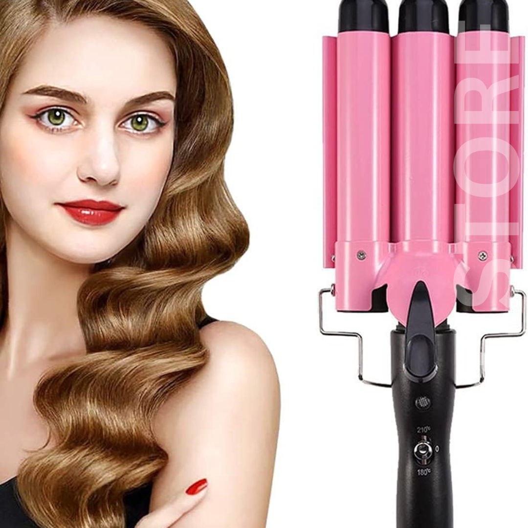 Ceramic Triple Barrel Curling Iron - Professional Hair Waver for Big Waves