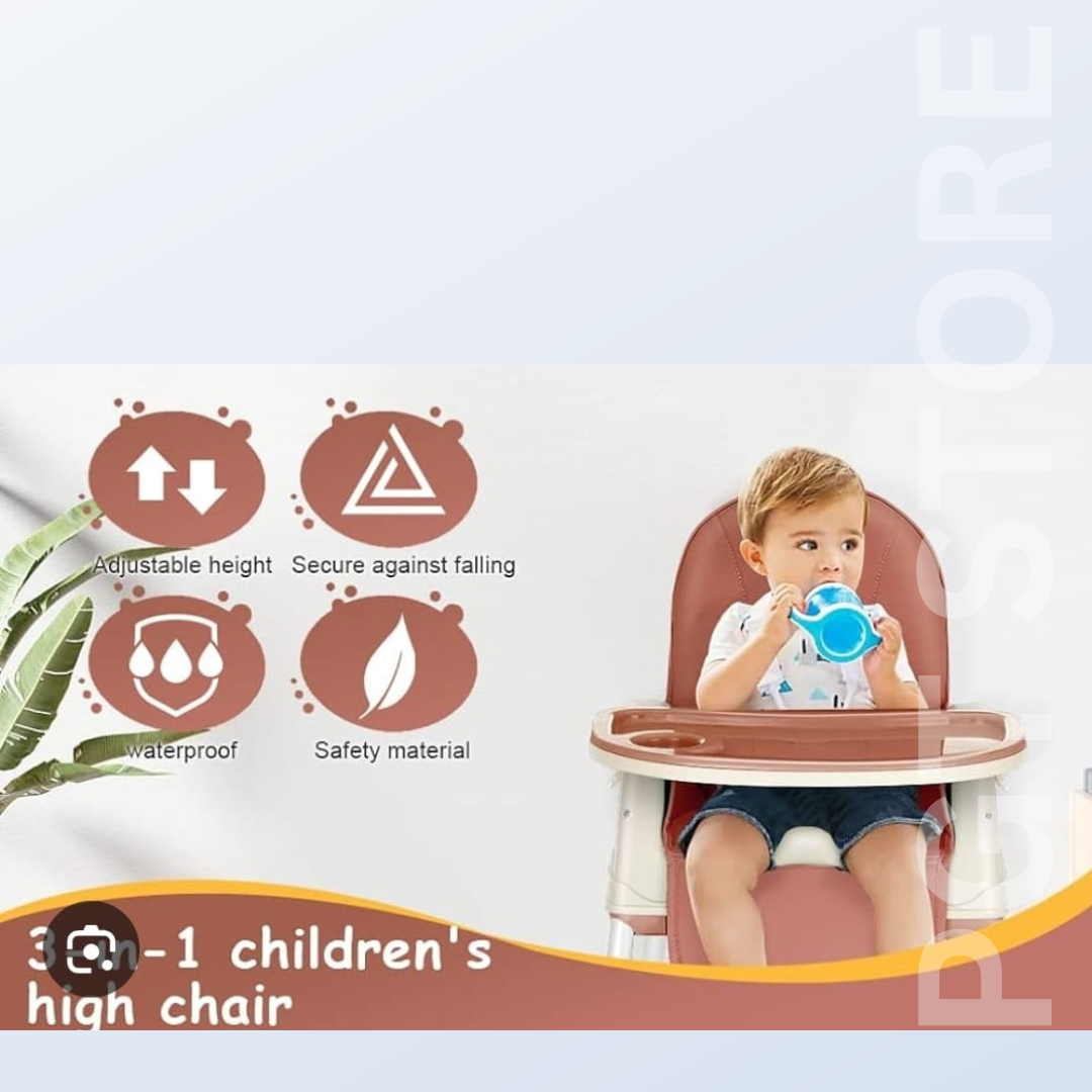 Convertible 2-in-1 Baby High Chair - Safe, Comfortable, and Portable (Brown Color)