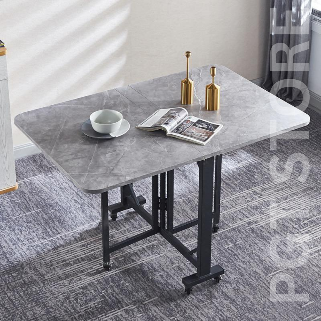 Space-Saving Folding Dining Table - Extendable, Multifunctional with Adjustable Feet, Perfect for Small Spaces