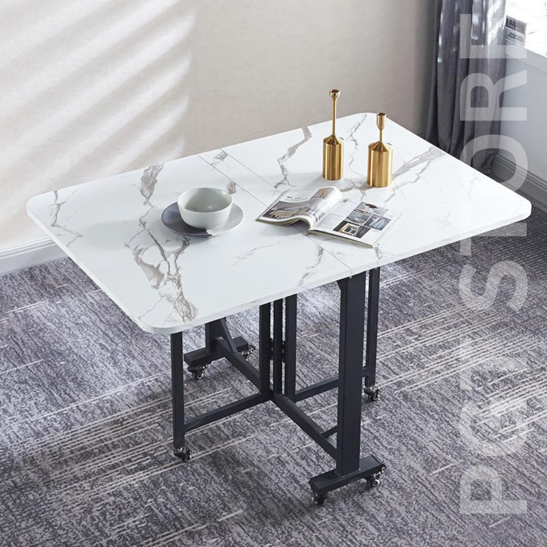 Space-Saving Folding Dining Table - Extendable, Multifunctional with Adjustable Feet, Perfect for Small Spaces