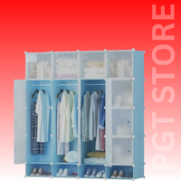 MEGAFUTURE 20 Cube Transparent Wardrobe Closet Organizer - DIY Modular Storage with Hanging Rod