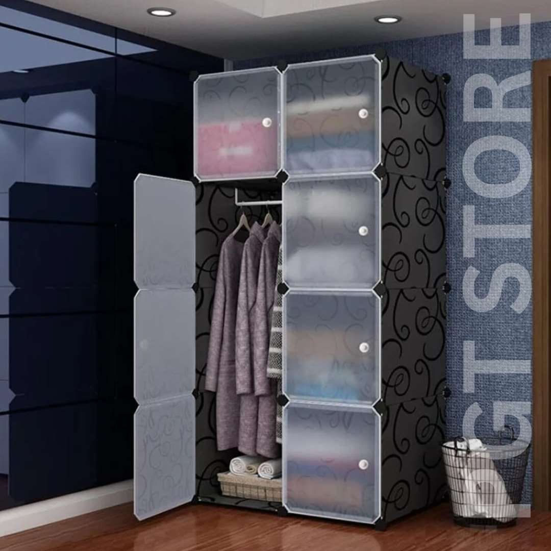 8-Cube Modular Wardrobe Closet Organizer - DIY Storage Shelves for Bedroom, Living Room