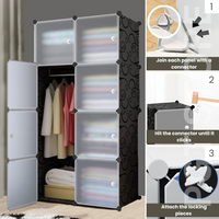 8-Cube Modular Wardrobe Closet Organizer - DIY Storage Shelves for Bedroom, Living Room