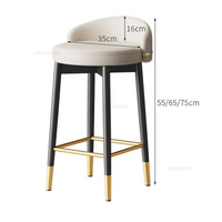 Modern Gold Accent Bar Stool with PU Leather Seat - Kitchen Counter, Dining Height Adjustable