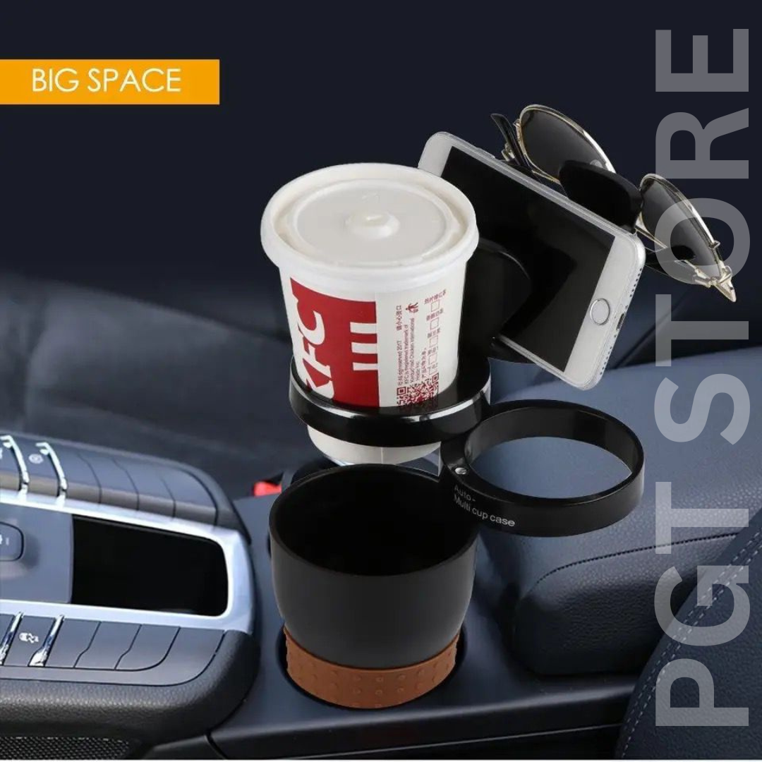 360° Rotatable Car Cup Holder Organizer - Phone Mount, Storage Box, Sunglass Holder