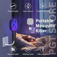 Electric Mosquito Swatter Racket - USB Rechargeable Bug Zapper with LED Light