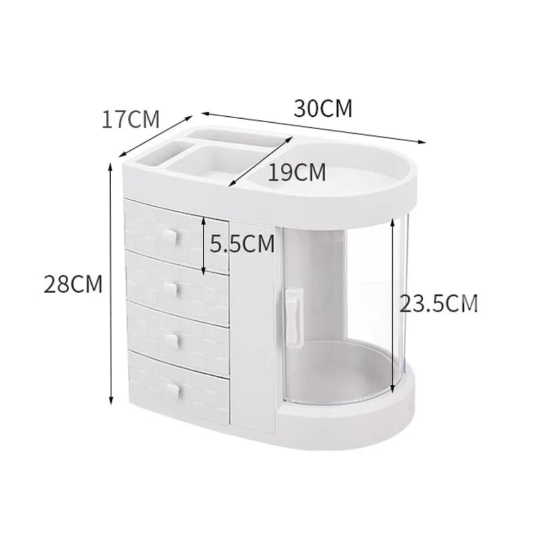 Makeup Organizer with Drawers - Cosmetic Storage Box for Jewelry, Skincare, and Makeup - Modern Vanity Organizer for Dresser and Countertop