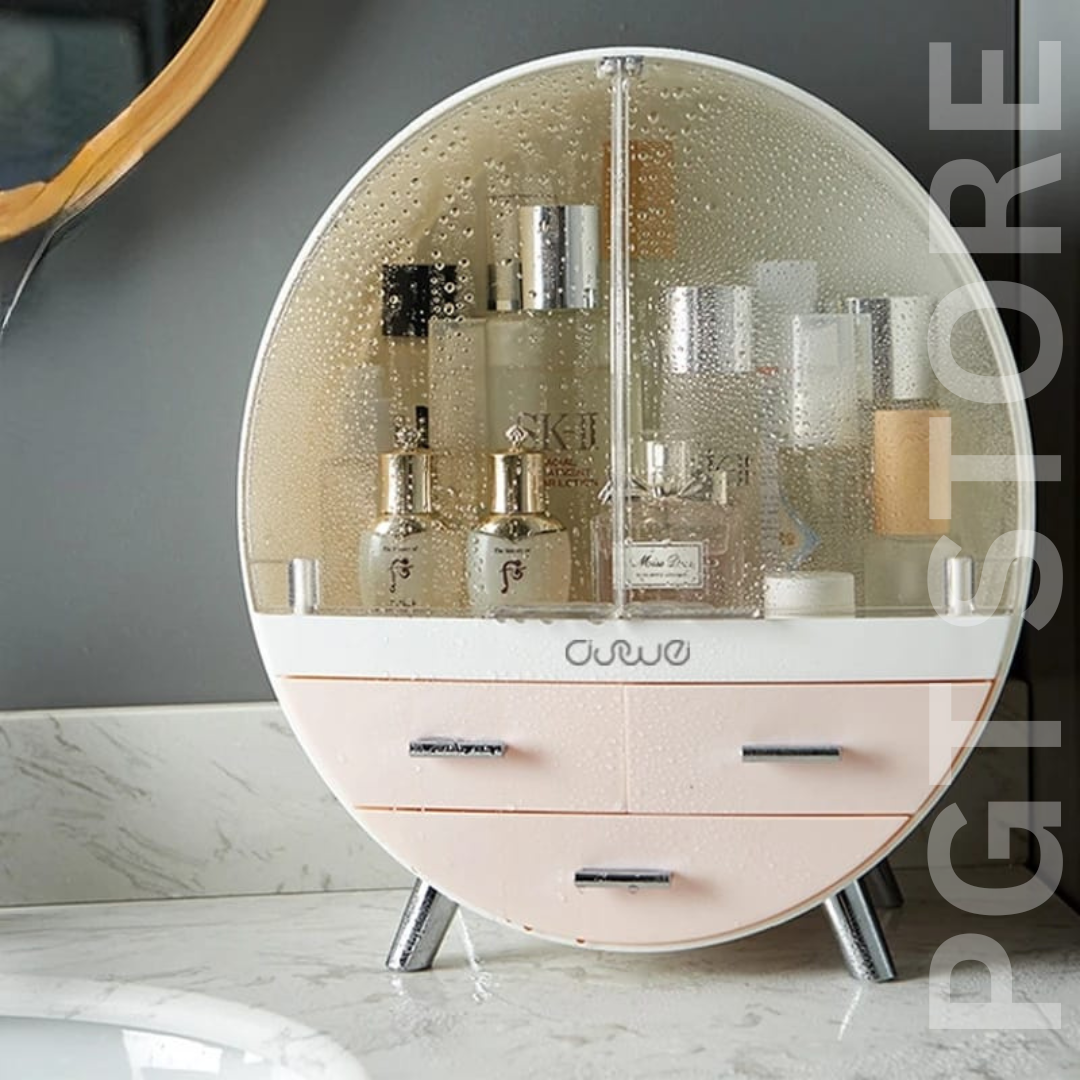 Large Clear Makeup Organizer with Drawer - Waterproof Cosmetic Storage Box for Vanity, Bathroom, and Travel