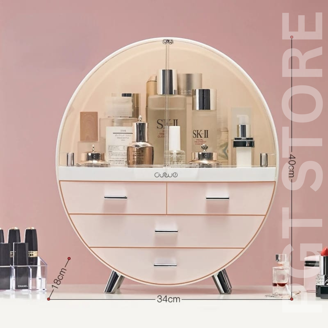 Large Clear Makeup Organizer with Drawer - Waterproof Cosmetic Storage Box for Vanity, Bathroom, and Travel