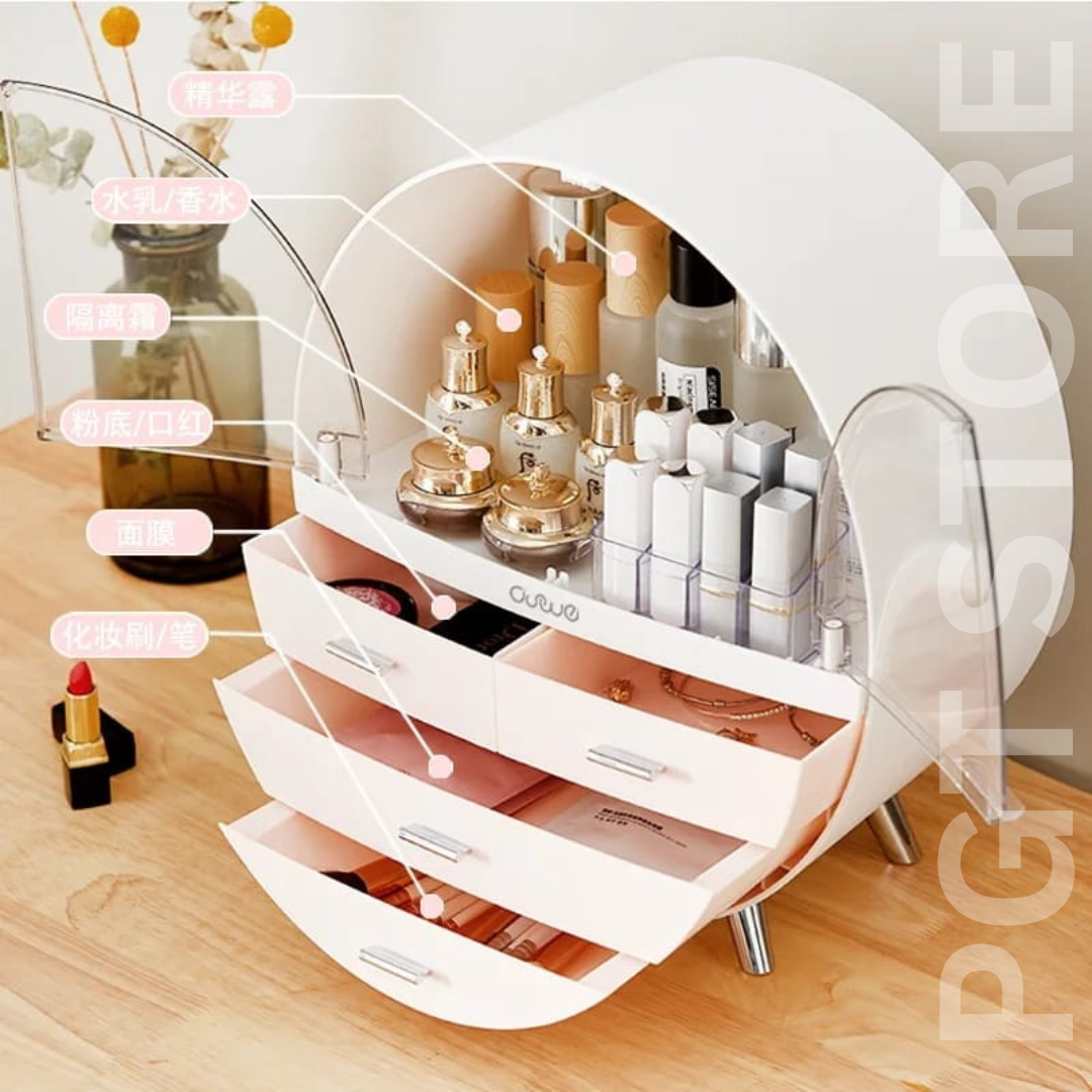 Large Clear Makeup Organizer with Drawer - Waterproof Cosmetic Storage Box for Vanity, Bathroom, and Travel