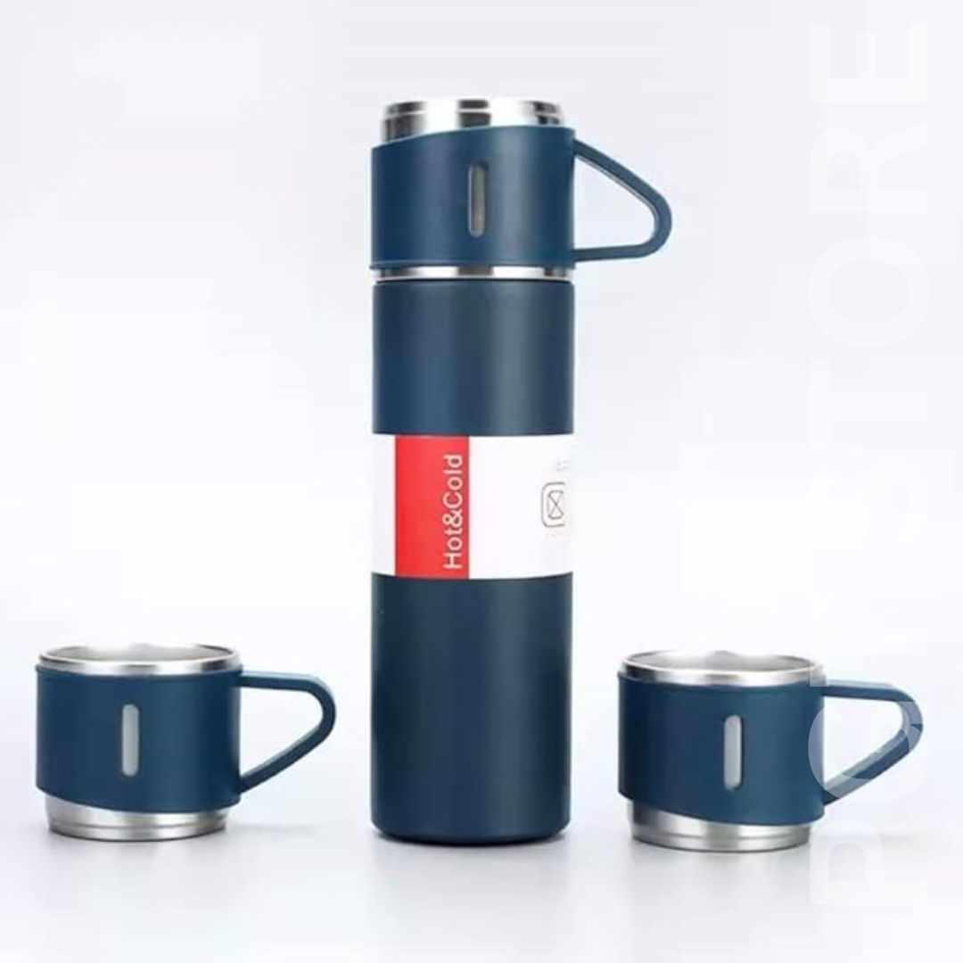 Stainless Steel Vacuum Flask - Insulated Travel Mug with 3 Cups