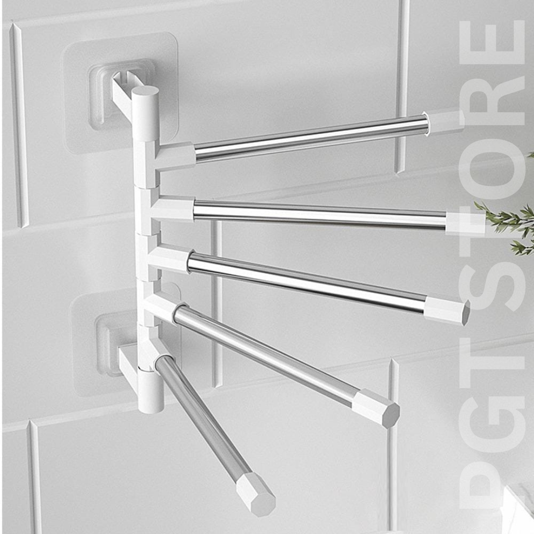 180° Rotating Aluminum Towel Rack - No Drilling, Strong Adhesive