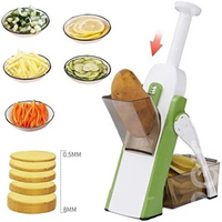 5-in-1 Safe Mandoline Slicer - Vegetable Chopper, Potato Cutter, Adjustable Thickness, Kitchen Tool