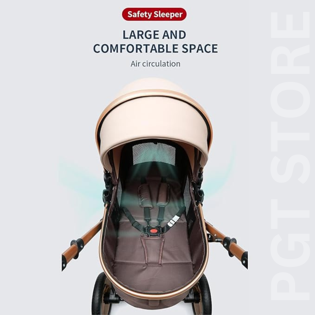 Infant Stroller High Landscape Foldable with Rubber Wheels & Shock Absorption