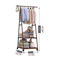 Freestanding Coat Rack with Wheels & Storage Shelf