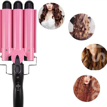 Ceramic Triple Barrel Curling Iron - Professional Hair Waver for Big Waves