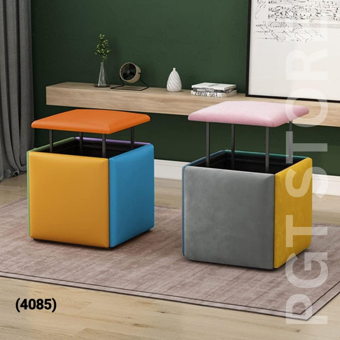 5-in-1 Stackable PU Leather Ottoman with Swivel Casters for Versatile Seating