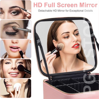 Lighted Makeup Bag with Mirror - Portable Cosmetic Organizer with Adjustable Dividers for Travel