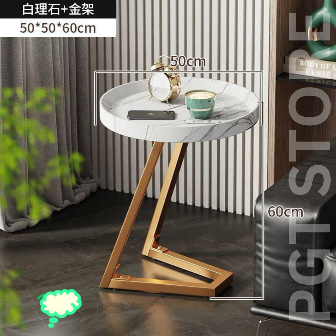 Modern C-Shaped Side Table with Storage