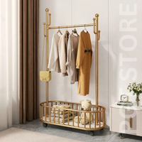 Clothes Rail Rack Coat Rack with Shelves and Hooks Portable